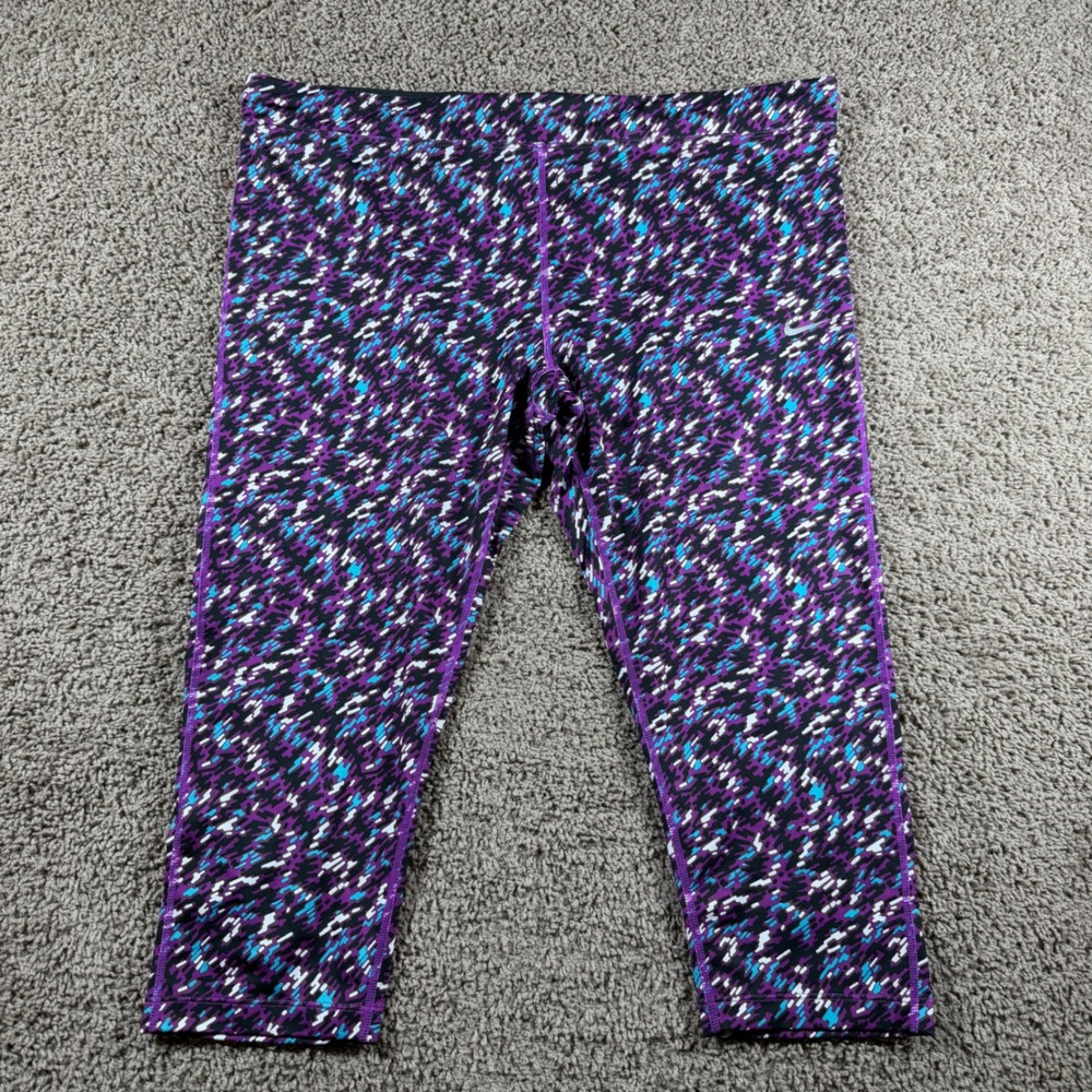 Nike Dri-FIT Pixel Capri Leggings womens 2X purple yoga gym stretch plus pants - Picture 2 of 9